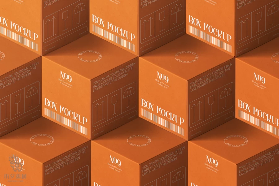 方形包装盒纸盒悬浮矩阵排列组合VI效果展示贴图样机PSD设计素材【009】